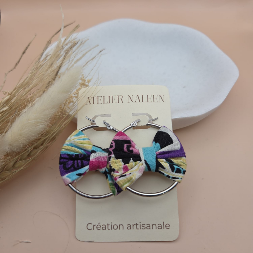 Boucle d'oreille noeud "bégonia" - Atelier Naleen