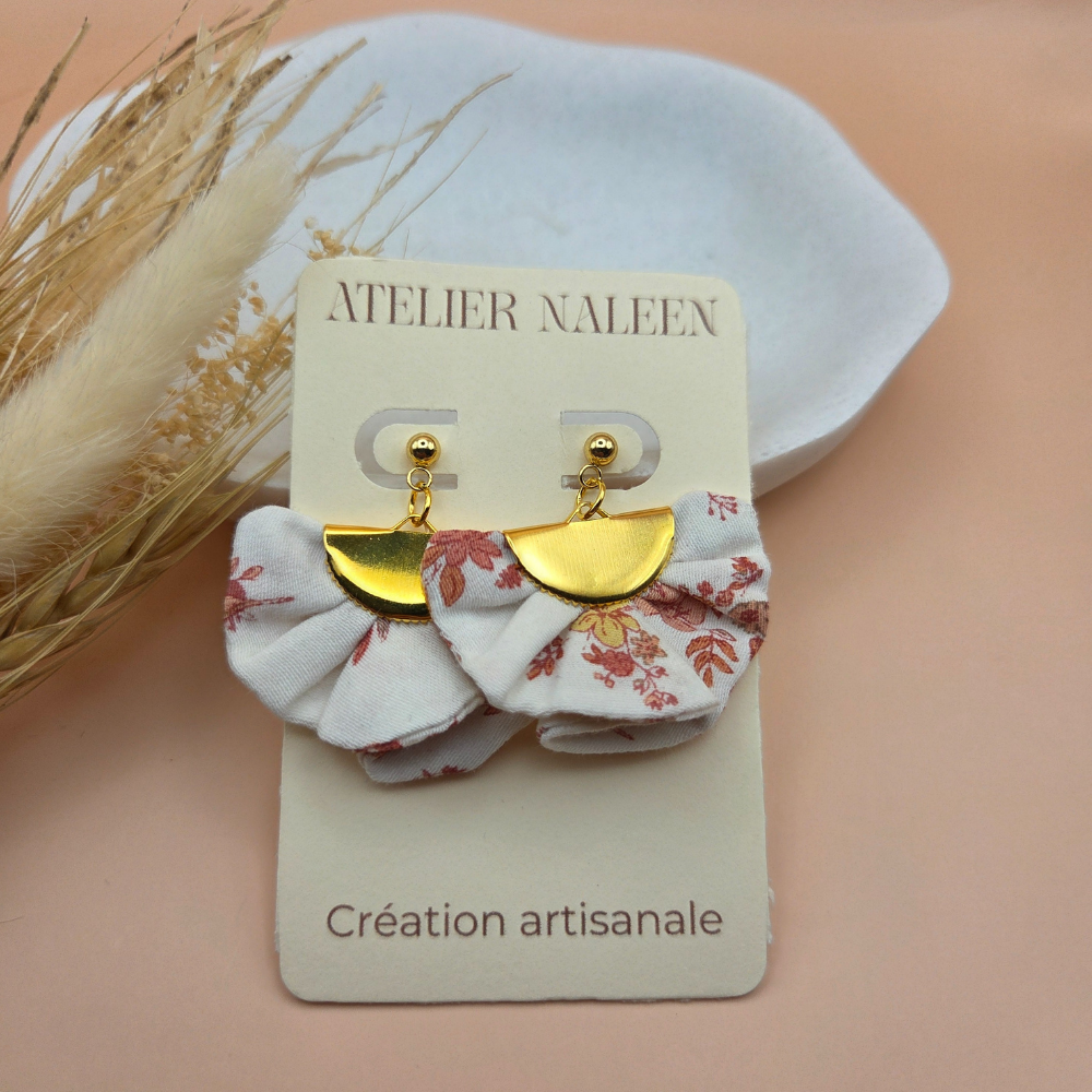 Boucle d'oreilles demi-lune "fleur de coton" - Atelier Naleen