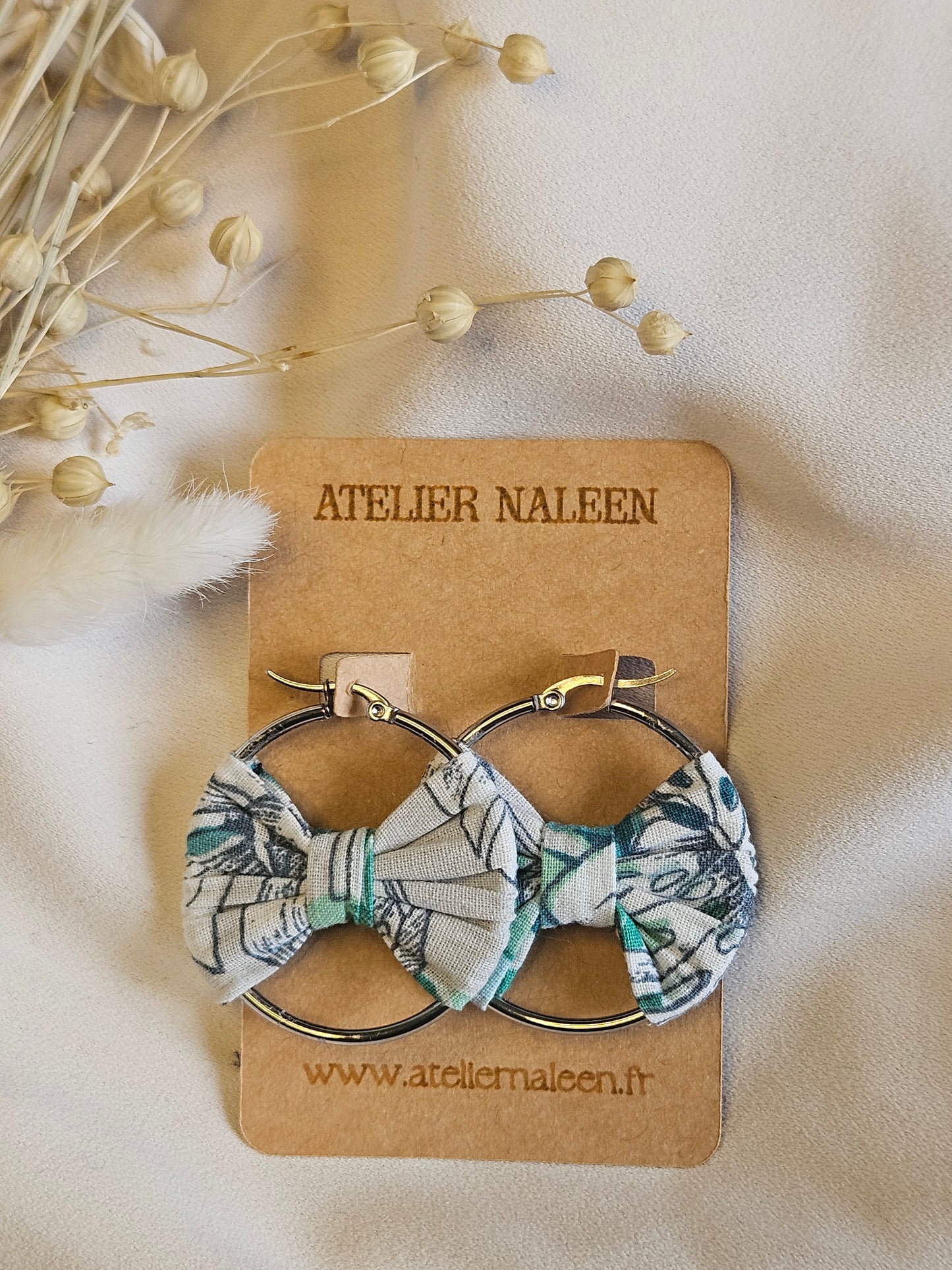 Créole noeud "Bleuet" argent - Atelier Naleen 