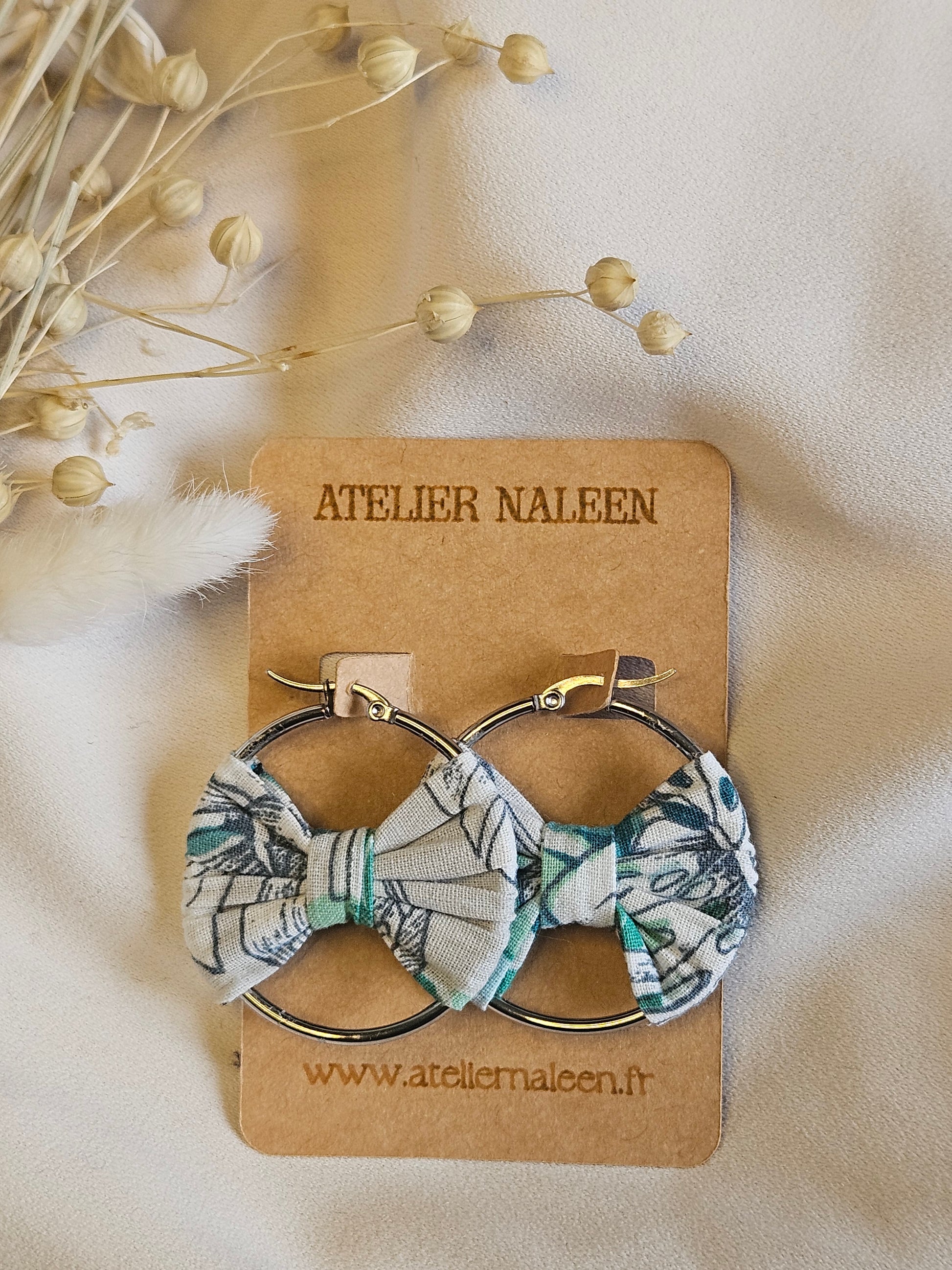 Créole noeud "Bleuet" argent - Atelier Naleen 