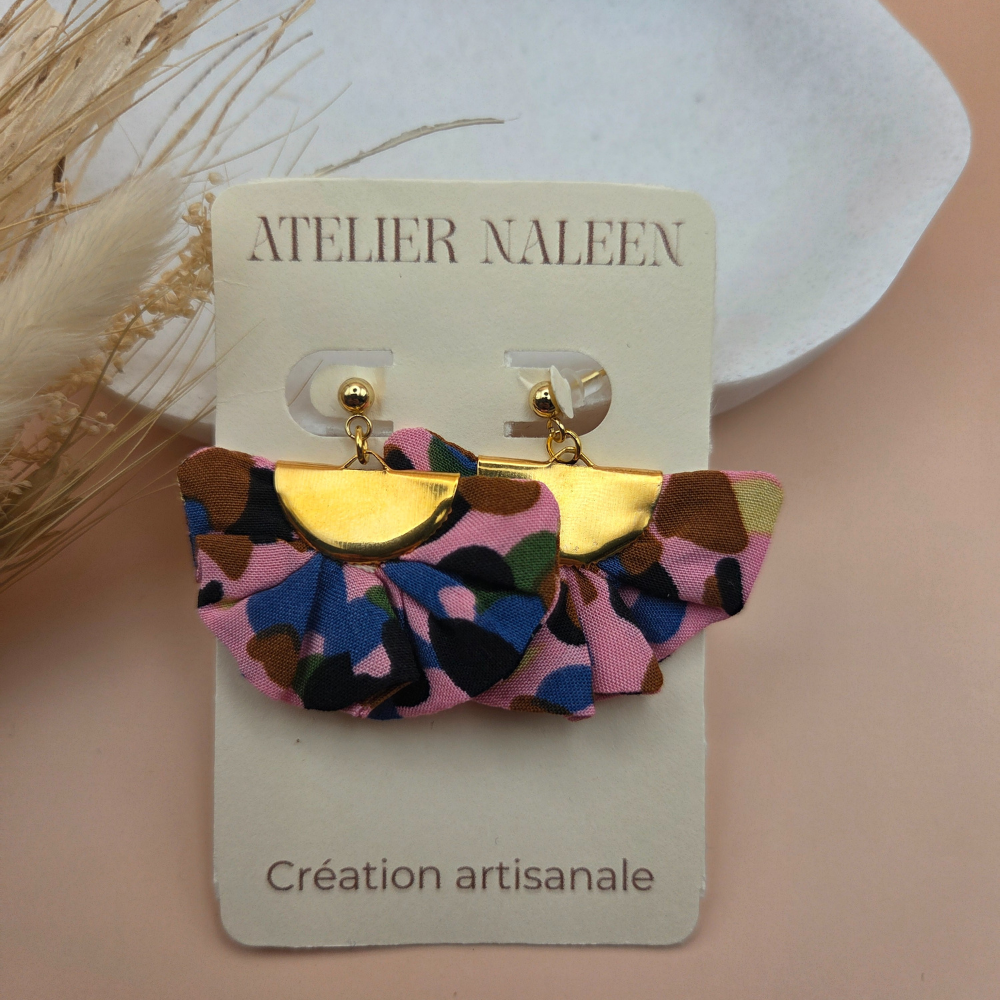 Boucle demi-lune "Pivoine" - Atelier Naleen 