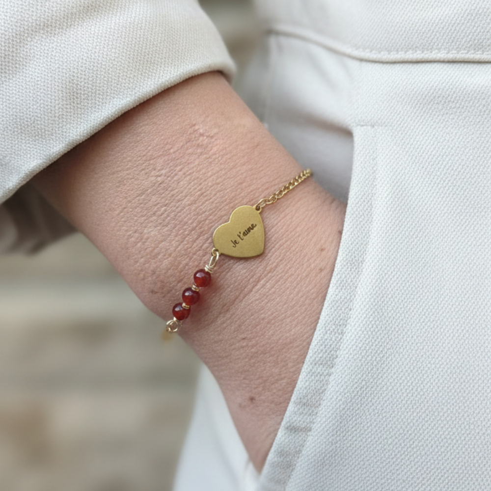 Bracelet Soline personnalisable en pierres naturelles avec chaîne en acier inoxydable