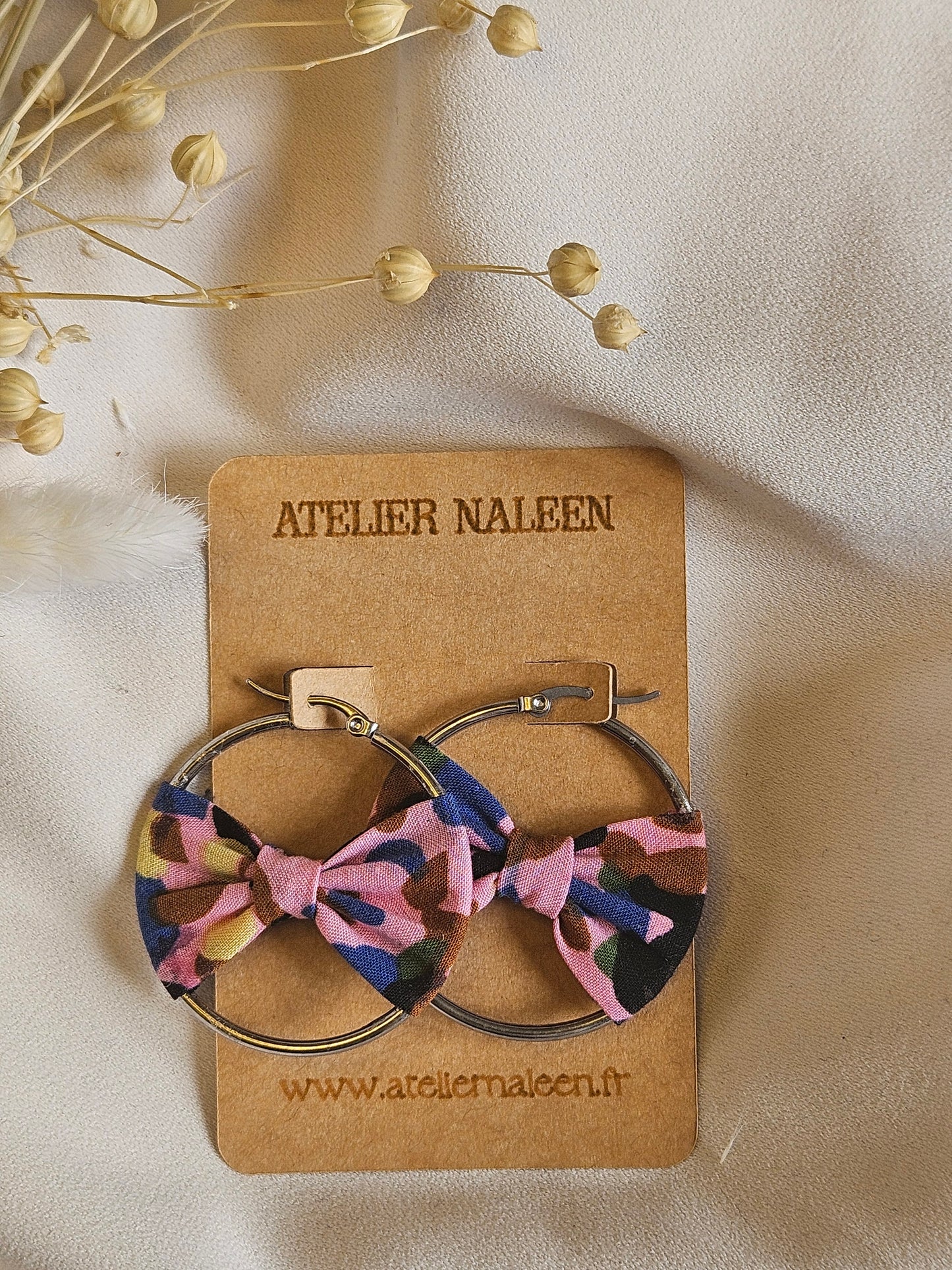 Créole noeud "Pivoine" argent - Atelier Naleen 